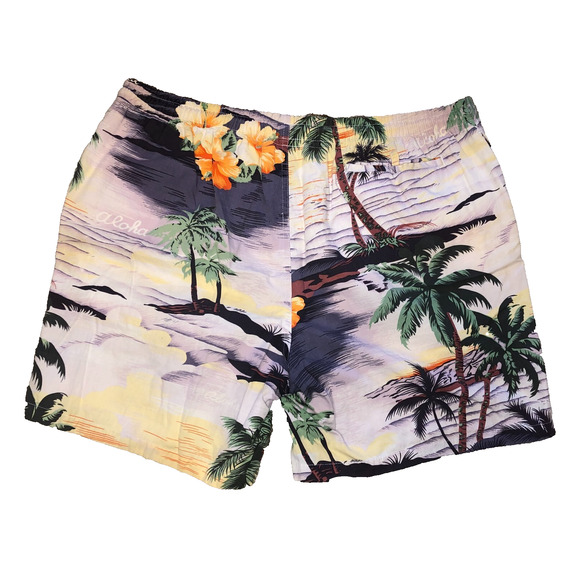 Vtg Ali’i Aloha 80s 90s Tropical Swim Shorts Men’s Drawstring Board Short Trunks - Picture 2 of 6